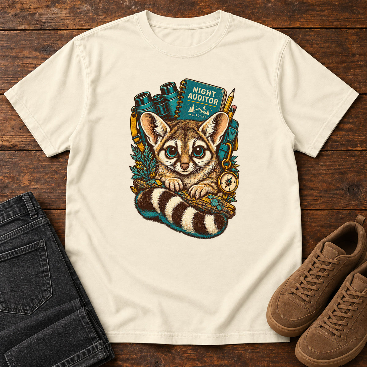 Night Auditor Ringtail T-Shirt in Ivory