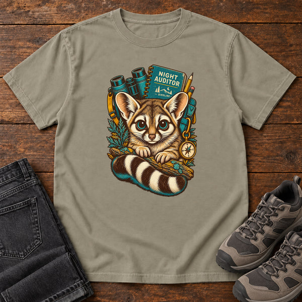 Night Auditor Ringtail T-Shirt in Sandstone, front view