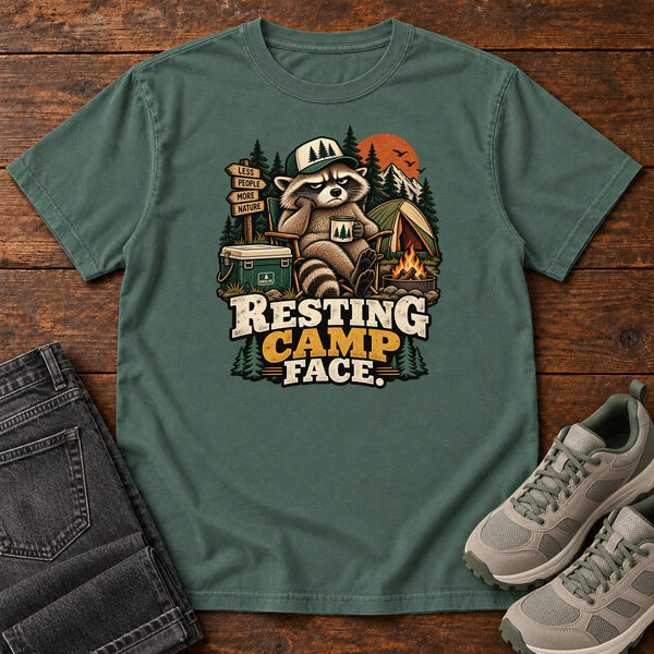 Resting Camp Face T-Shirt in Blue Spruce, front view