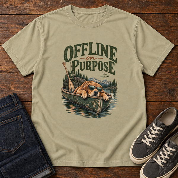 Offline on Purpose Canoe T-Shirt in Khaki, front view