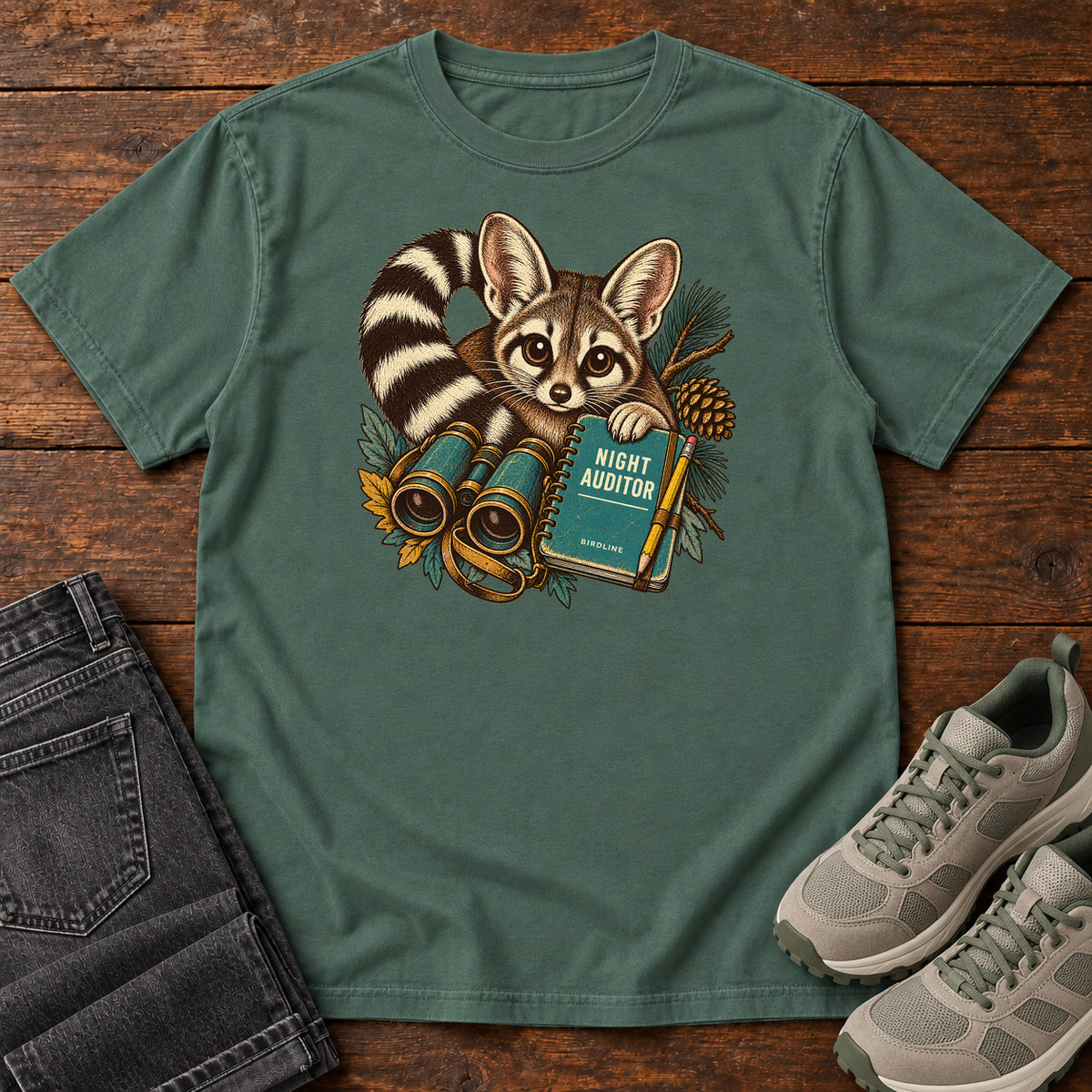 Night Auditor Ringtail Field Kit T-Shirt in Blue Spruce