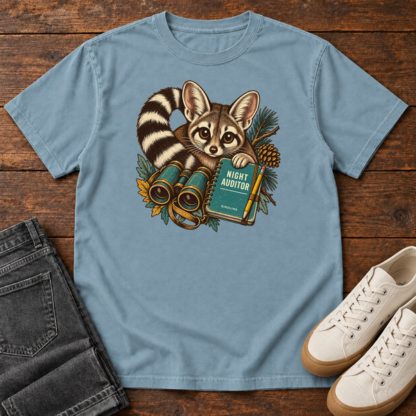 Night Auditor Ringtail Field Kit T-Shirt in Ice Blue, front view