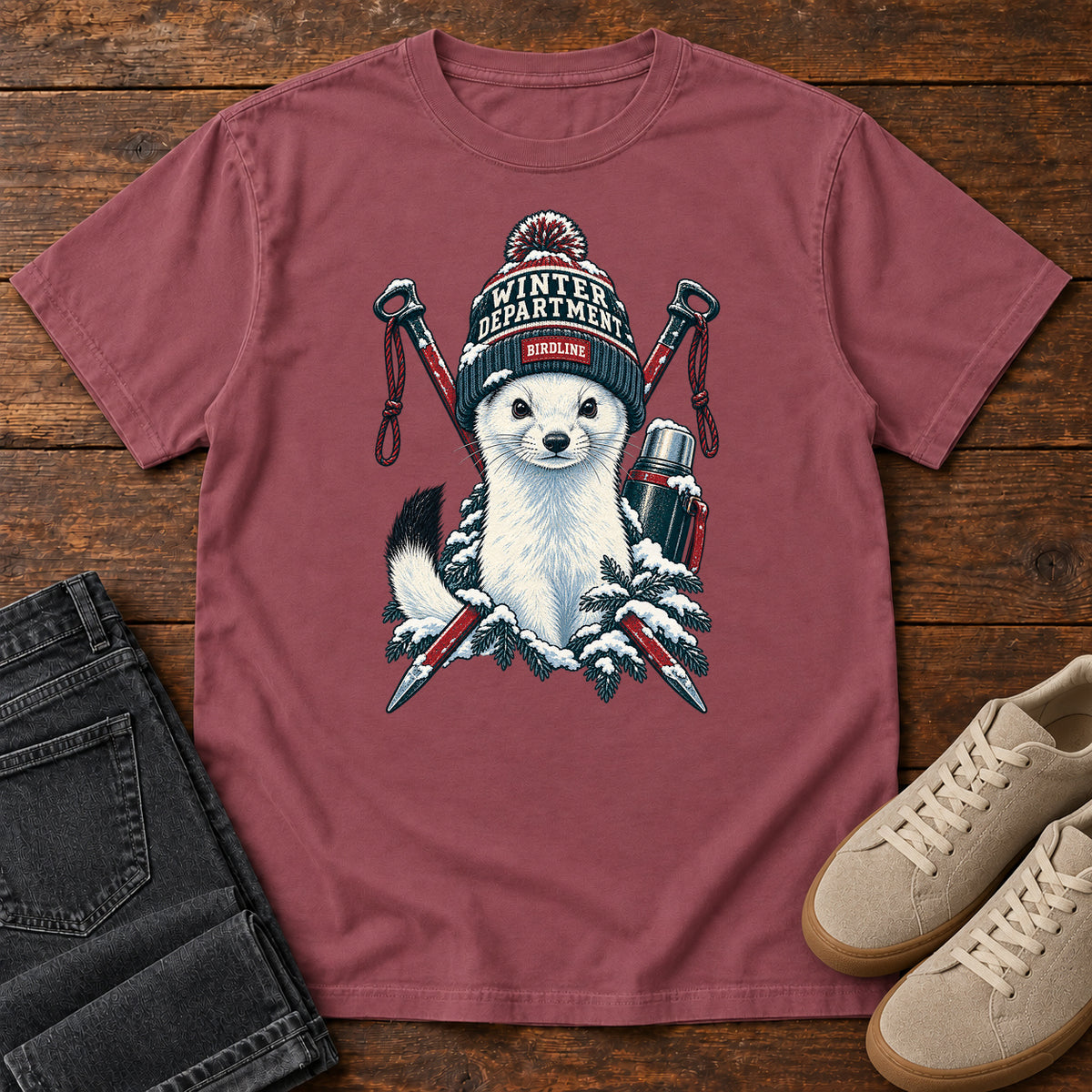 Winter Department Stoat T-Shirt in Brick