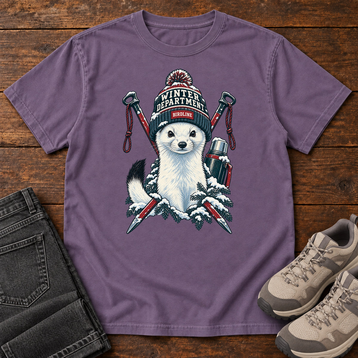 Winter Department Stoat T-Shirt in Grape