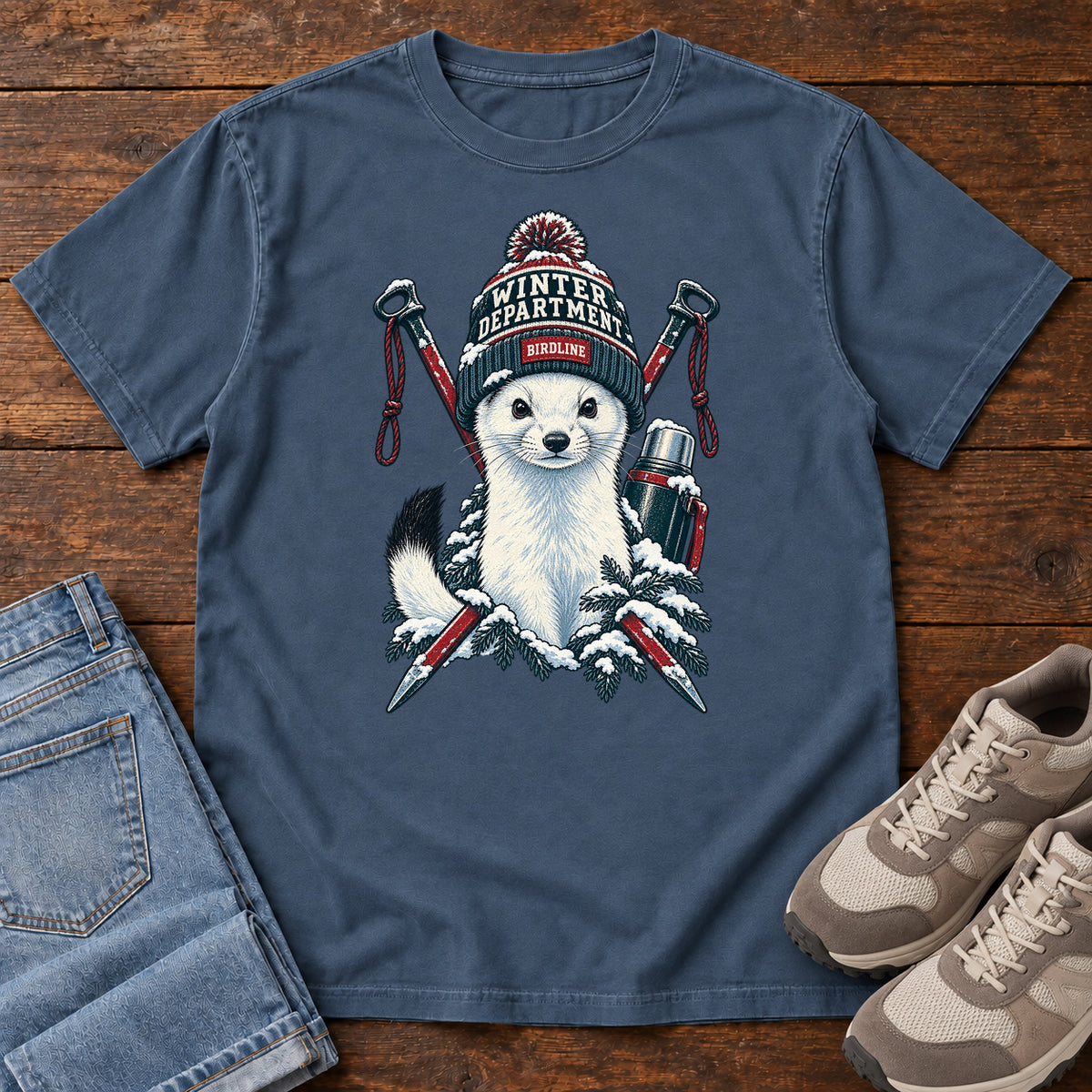 Winter Department Stoat T-Shirt in Midnight
