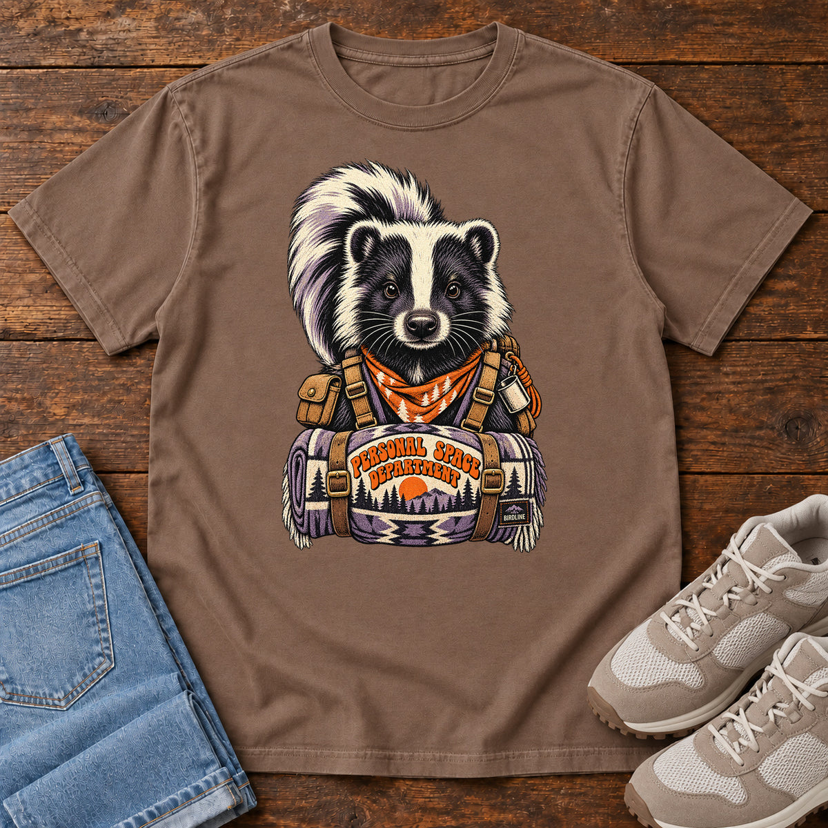 Personal Space Department Skunk T-Shirt in Espresso