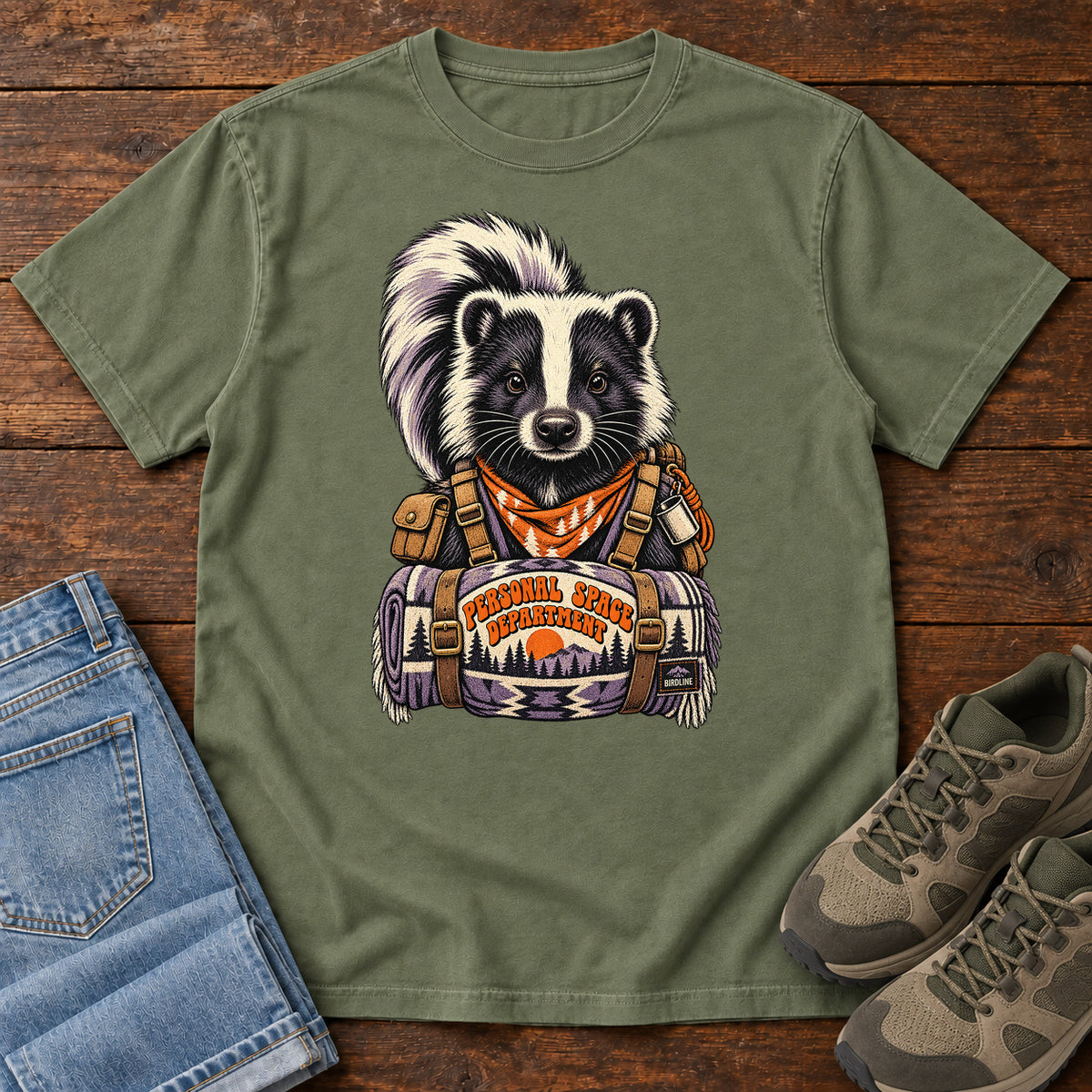 Personal Space Department Skunk T-Shirt in Moss
