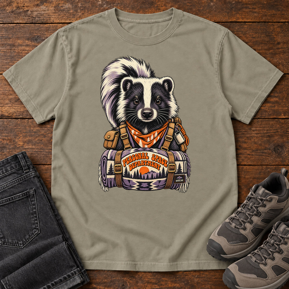 Personal Space Department Skunk T-Shirt in Sandstone