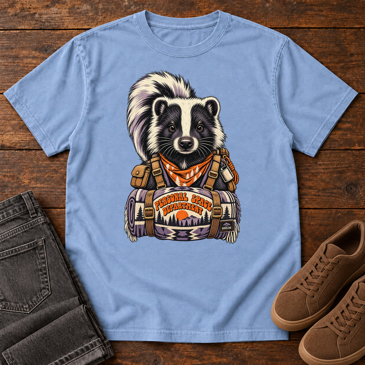 Personal Space Department Skunk T-Shirt in Washed Denim