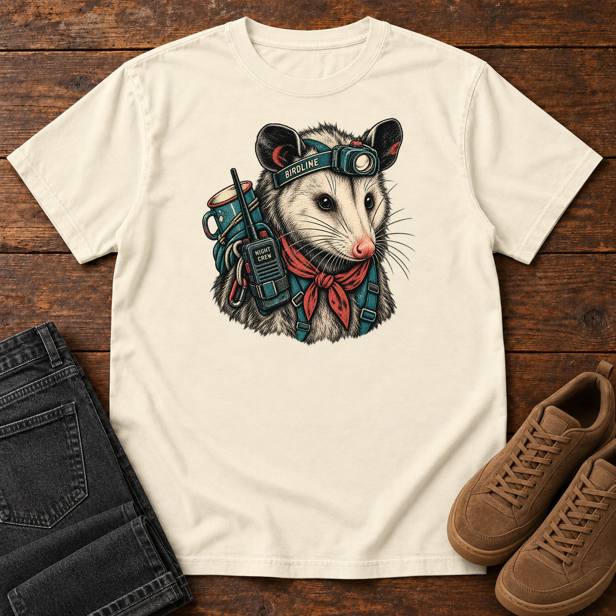 Night Crew Opossum T-Shirt in Ivory