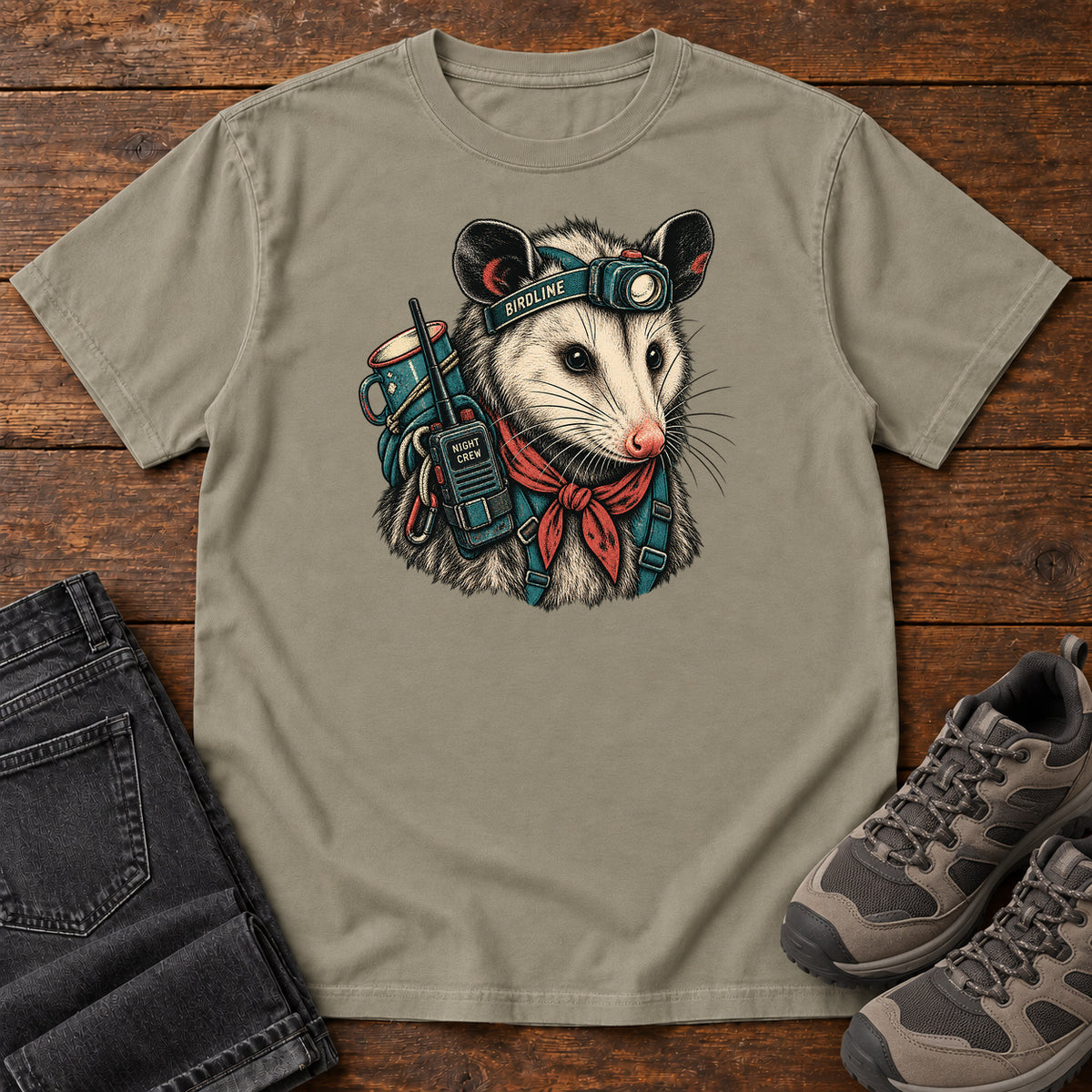 Night Crew Opossum T-Shirt in Sandstone