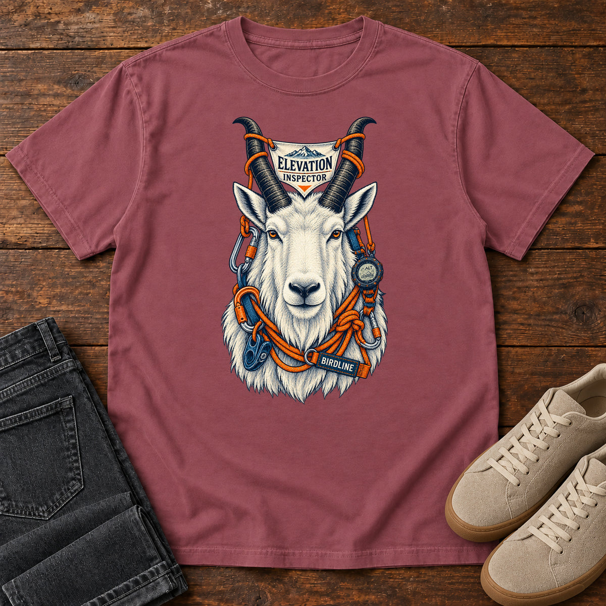 Elevation Inspector Mountain Goat T-Shirt in Brick