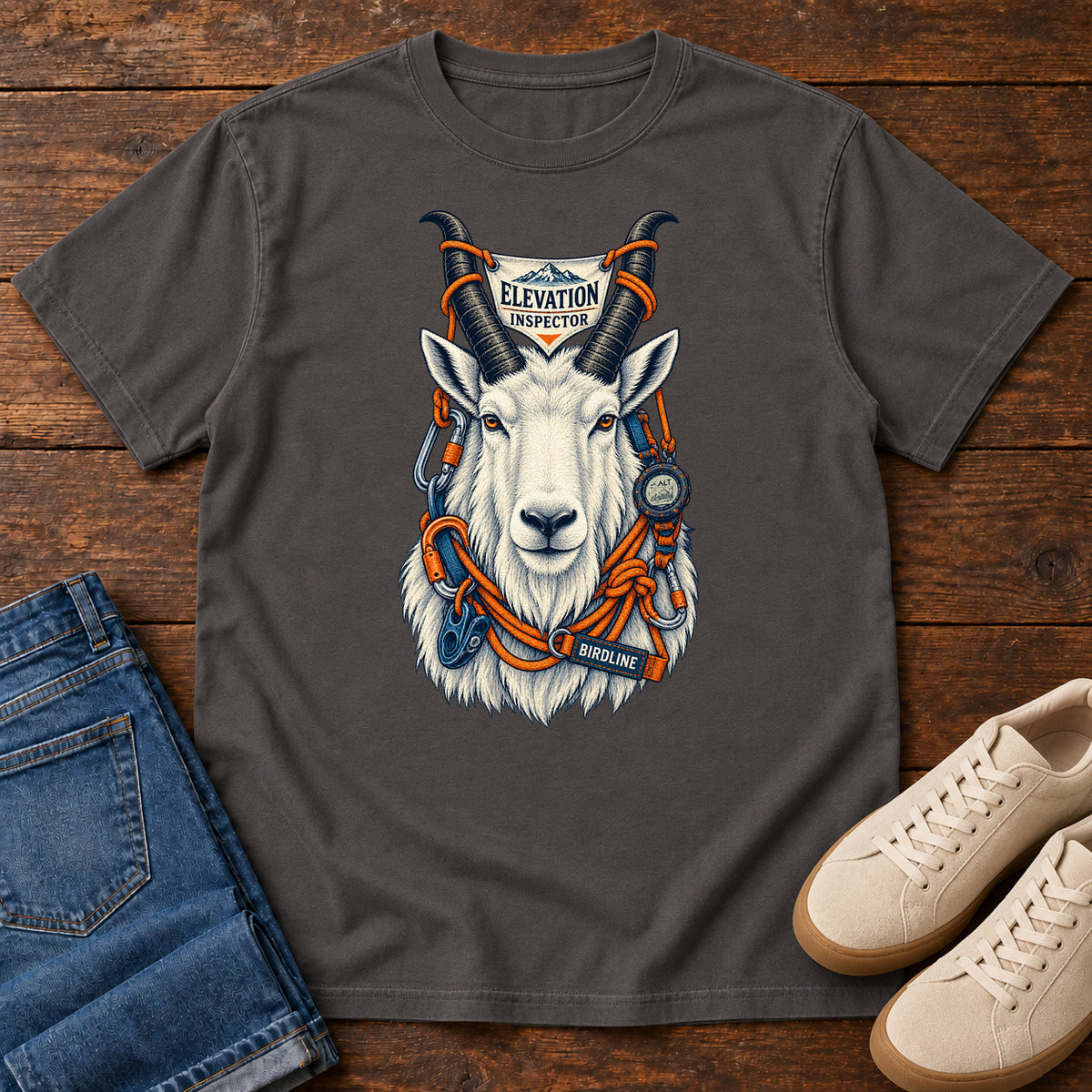 Elevation Inspector Mountain Goat T-Shirt in Graphite