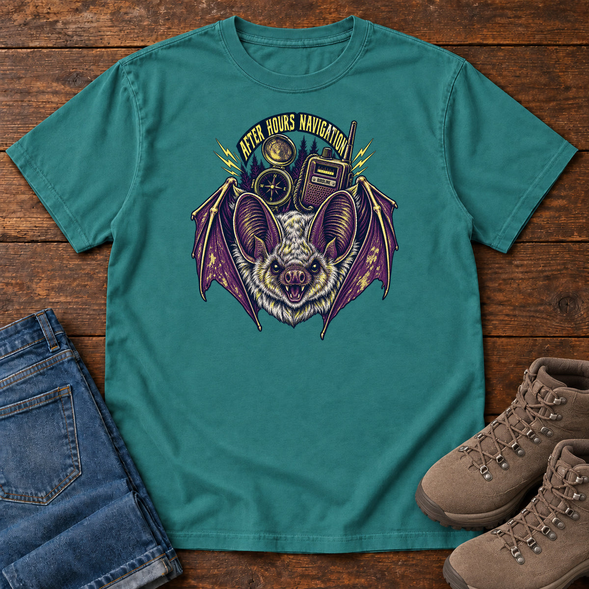 After Hours Navigation Bat T-Shirt in Emerald
