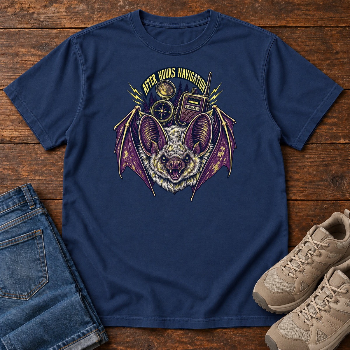 After Hours Navigation Bat T-Shirt in True Navy