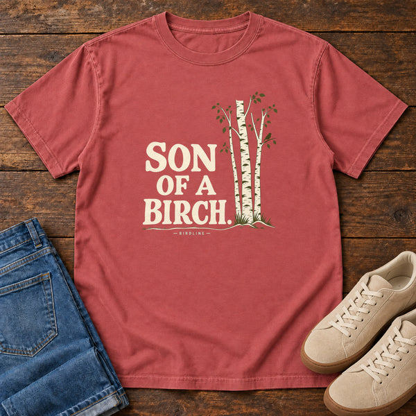 Son of a Birch T-Shirt in Crimson, front view