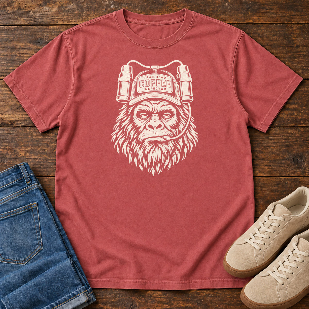 Trailhead Coffee Inspector Gorilla T-Shirt in Crimson