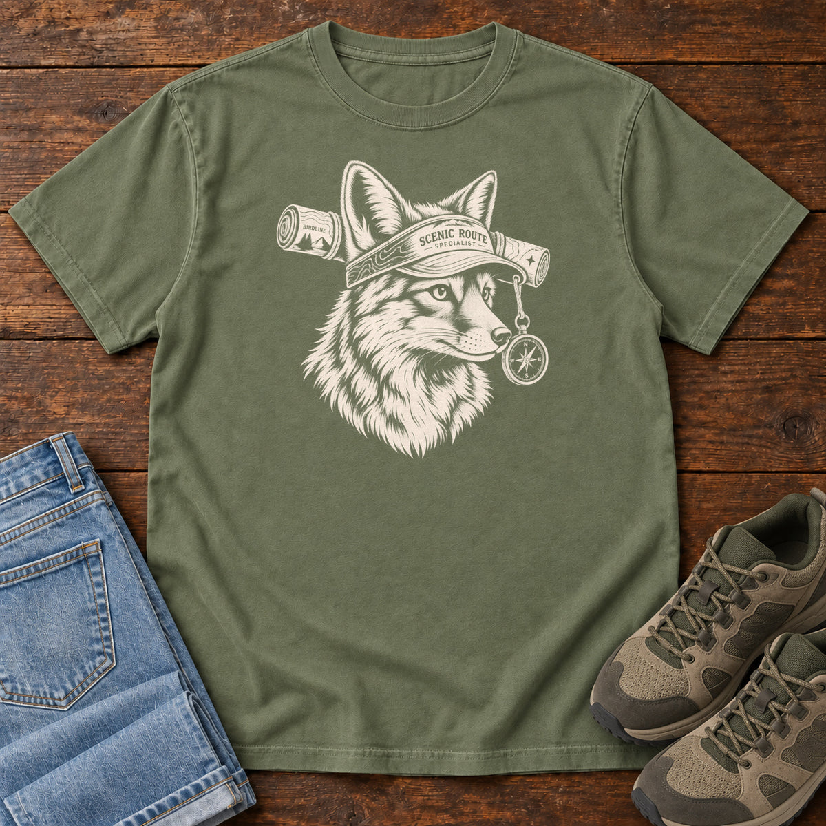 Scenic Route Specialist Cat T-Shirt in Moss