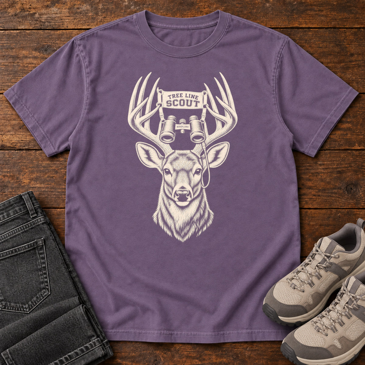 Tree Line Scout Deer T-Shirt in Grape