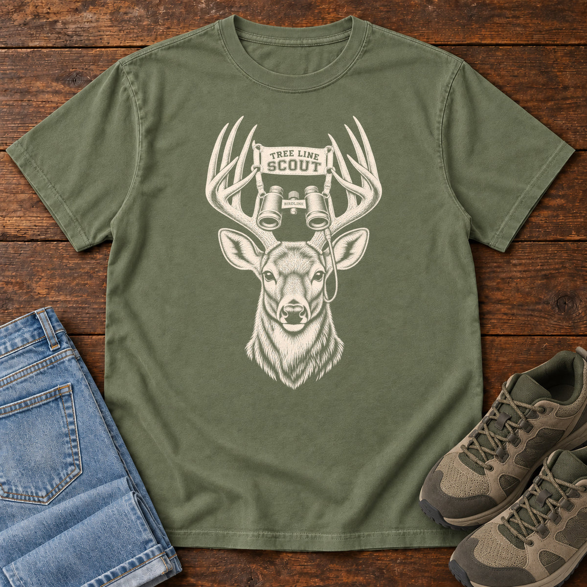 Tree Line Scout Deer T-Shirt in Moss