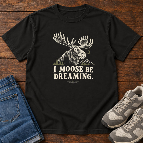 I Moose Be Dreaming T-Shirt in Black, front view