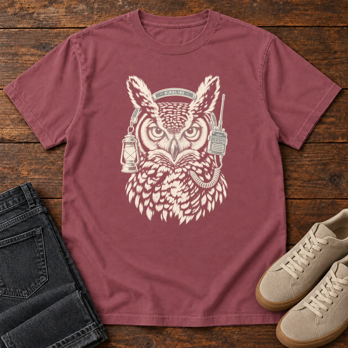 Night Watch Owl T-Shirt in Brick