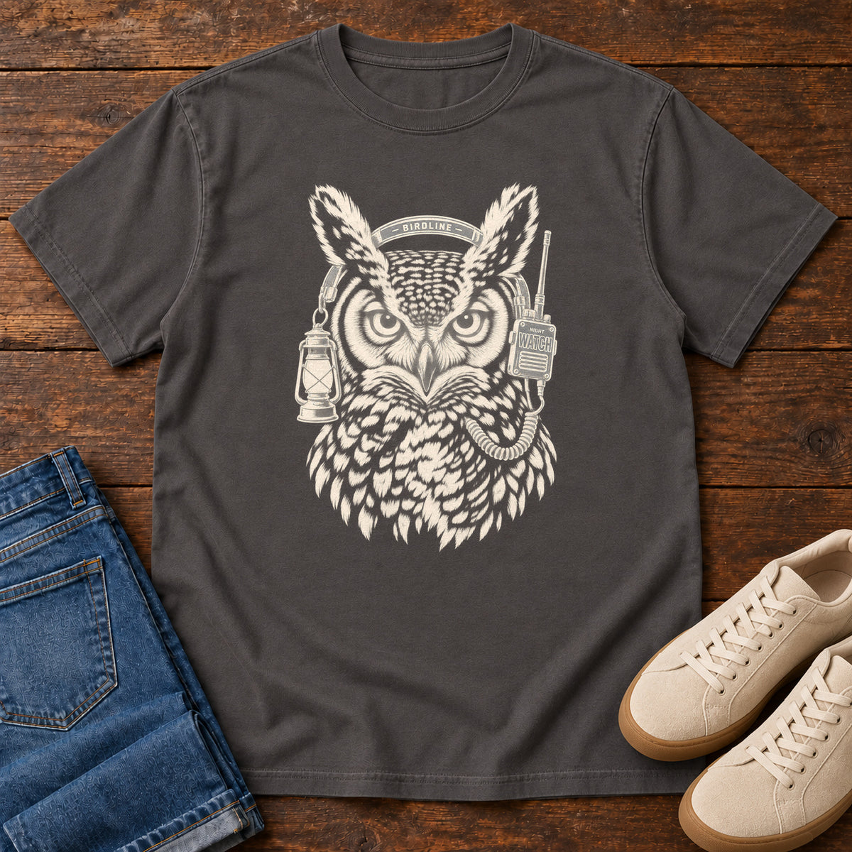 Night Watch Owl T-Shirt in Graphite