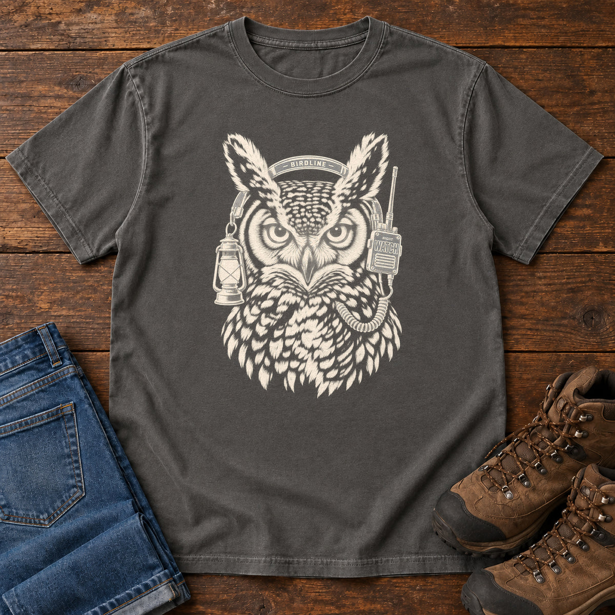 Night Watch Owl T-Shirt in Pepper