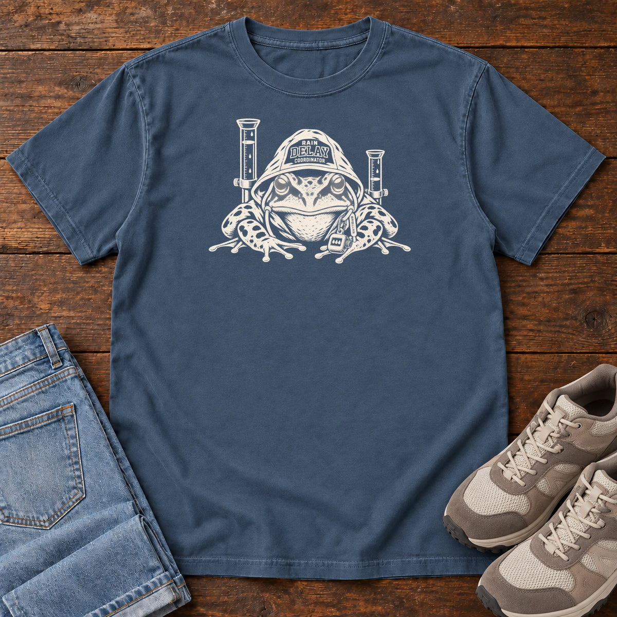 Rain Delays Coordinator Frog T-Shirt in Midnight