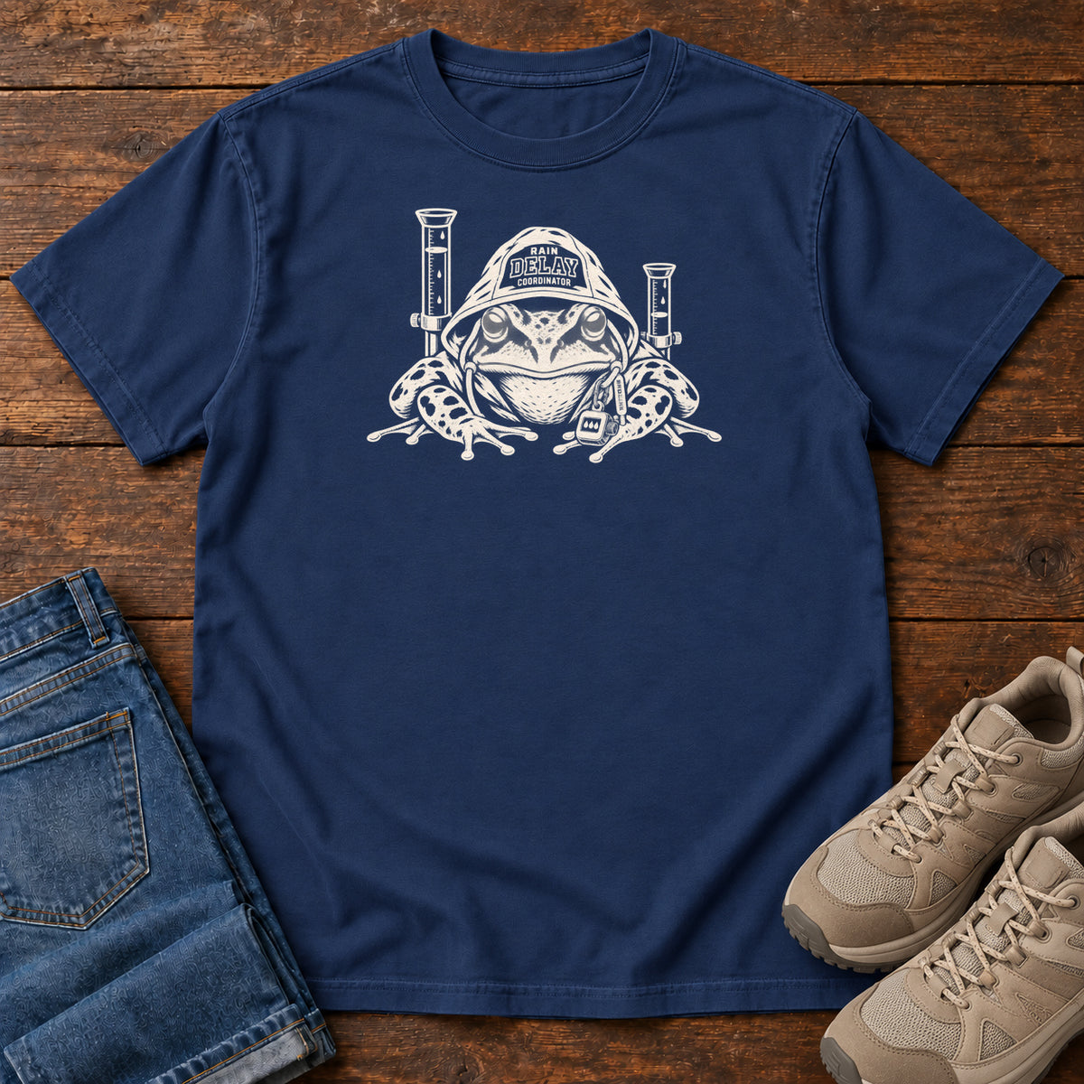 Rain Delays Coordinator Frog T-Shirt in True Navy