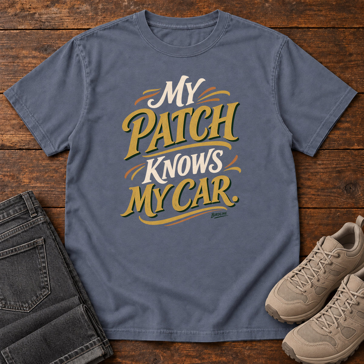 My Patch Knows My Car T-Shirt in Denim