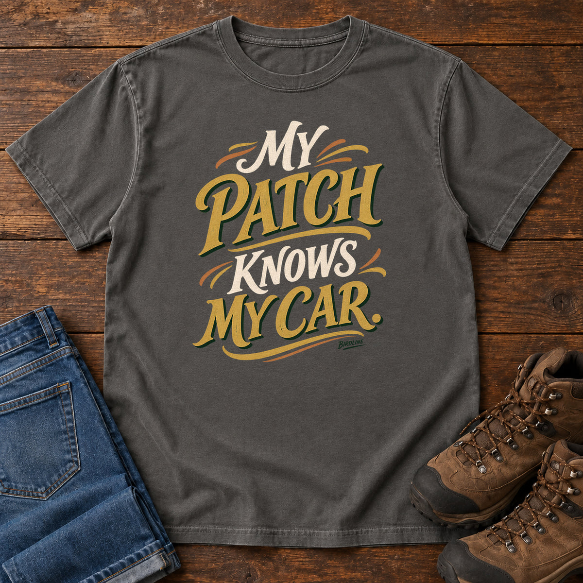 My Patch Knows My Car T-Shirt in Pepper