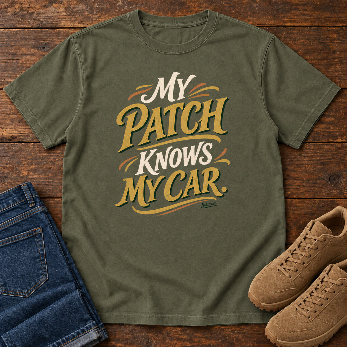 My Patch Knows My Car T-Shirt in Sage