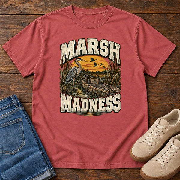 Marsh Madness T-Shirt in Crimson, front view