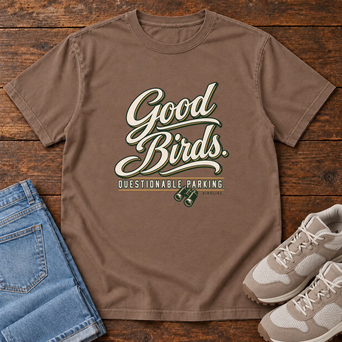 Good Birds Questionable Parking T-Shirt in Espresso