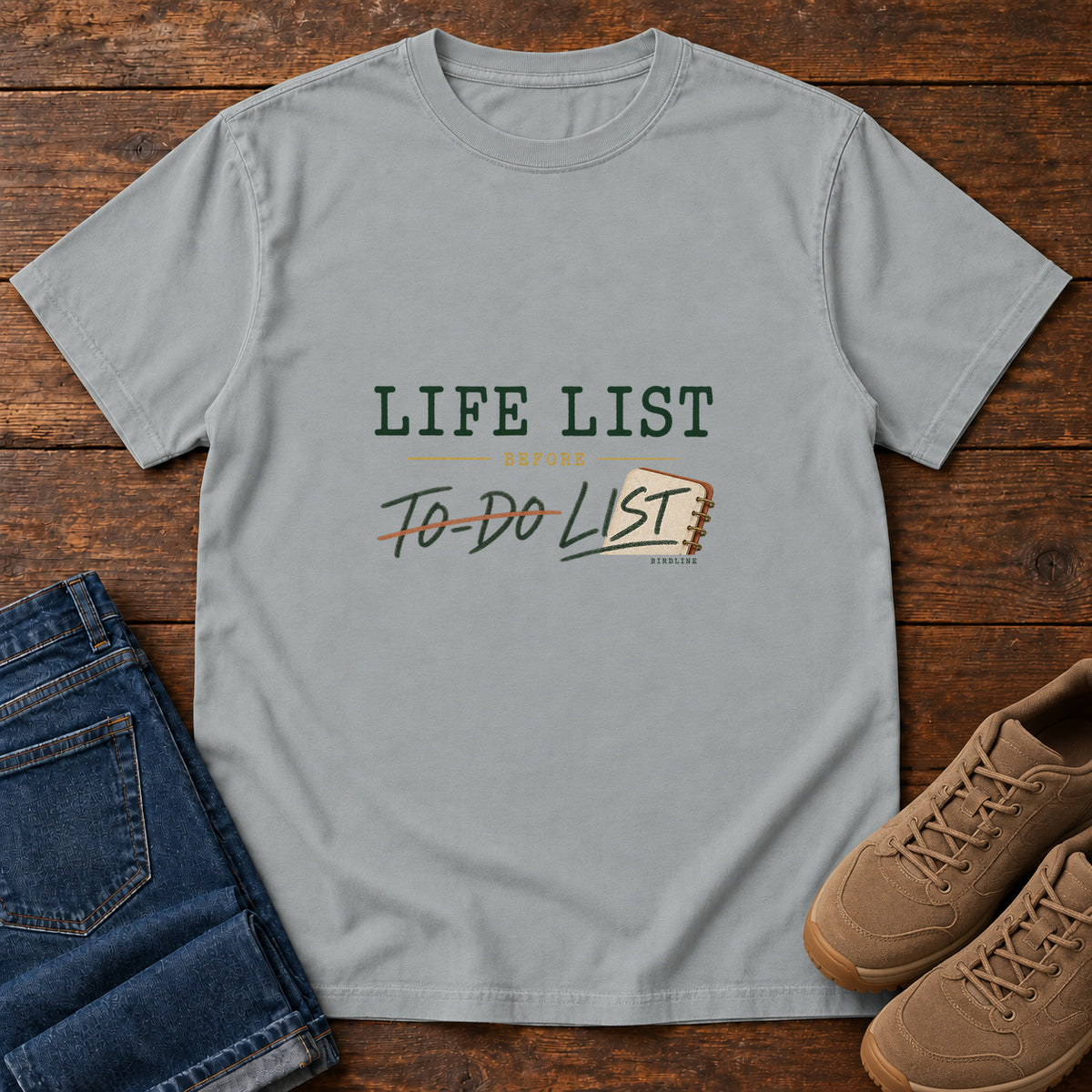 Life List Before To-Do List T-Shirt in Granite