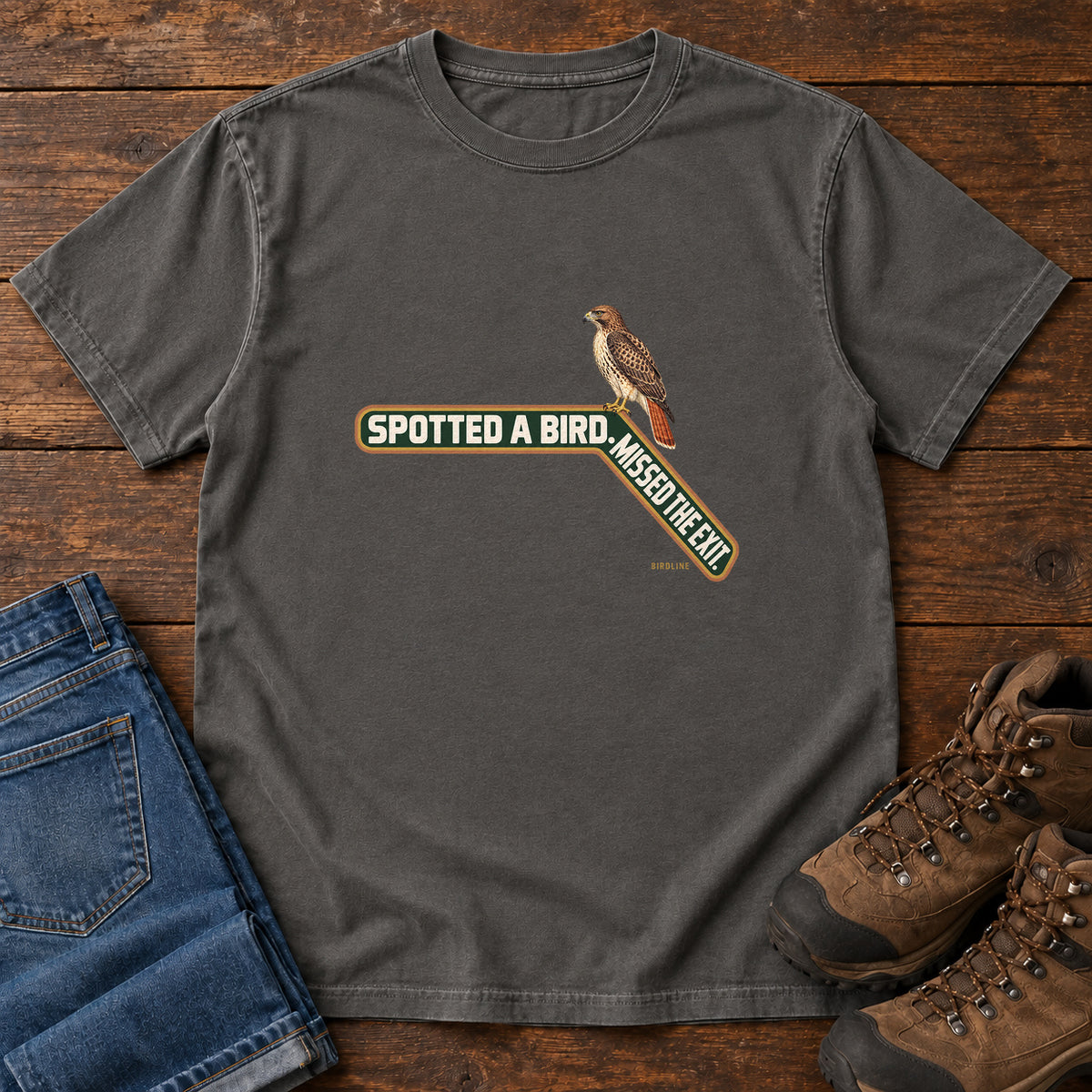 Spotted a Bird Missed the Exit T-Shirt in Pepper