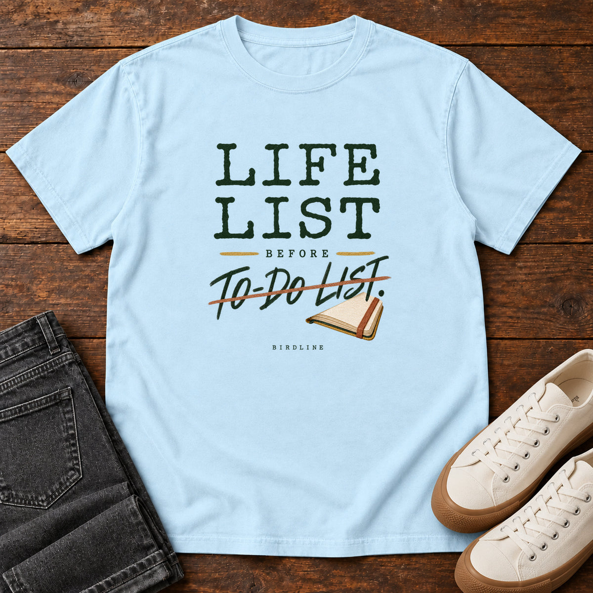 Life List Before To-Do List Notebook T-Shirt in Chambray