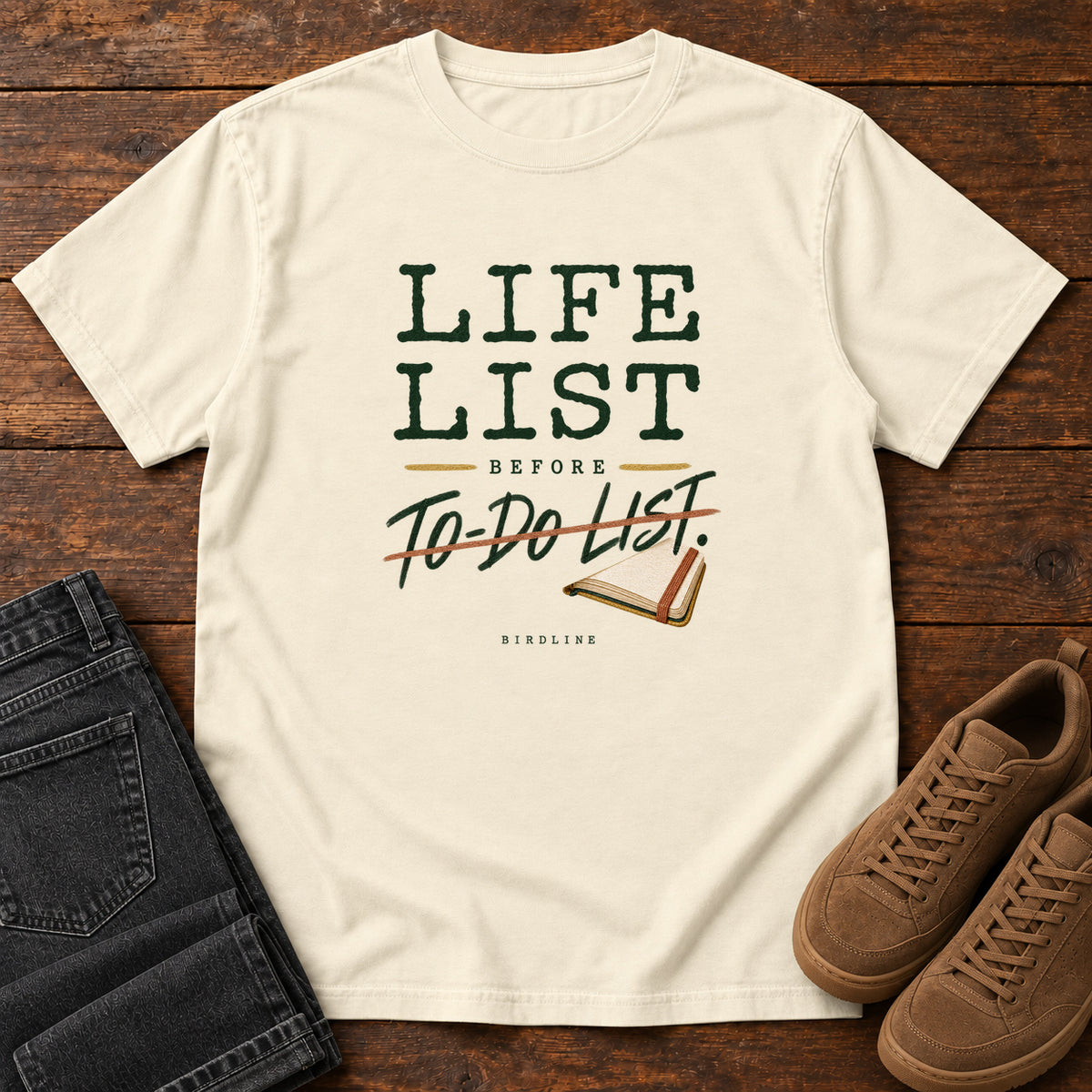 Life List Before To-Do List Notebook T-Shirt in Ivory