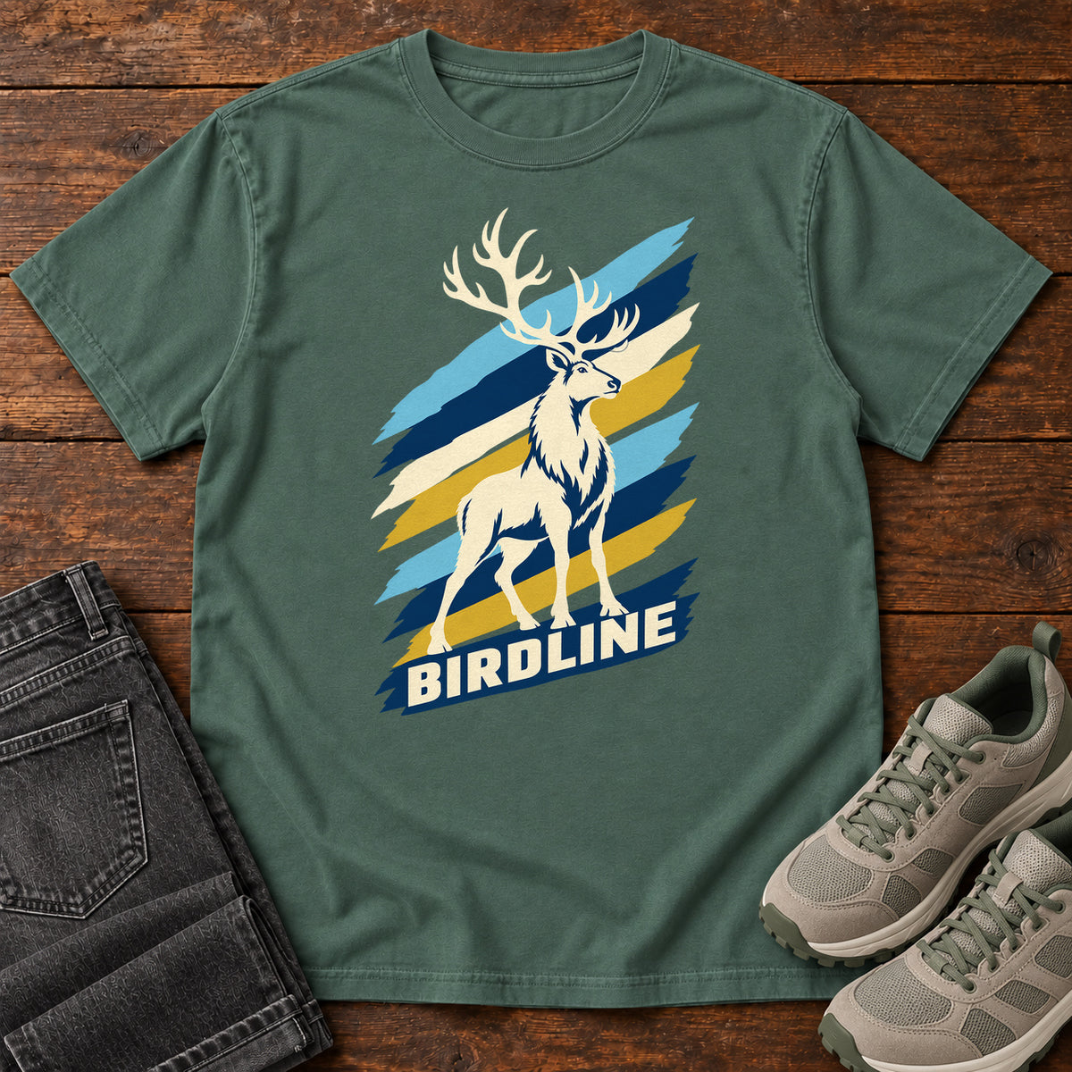 Birdline White Elk T-Shirt in Blue Spruce