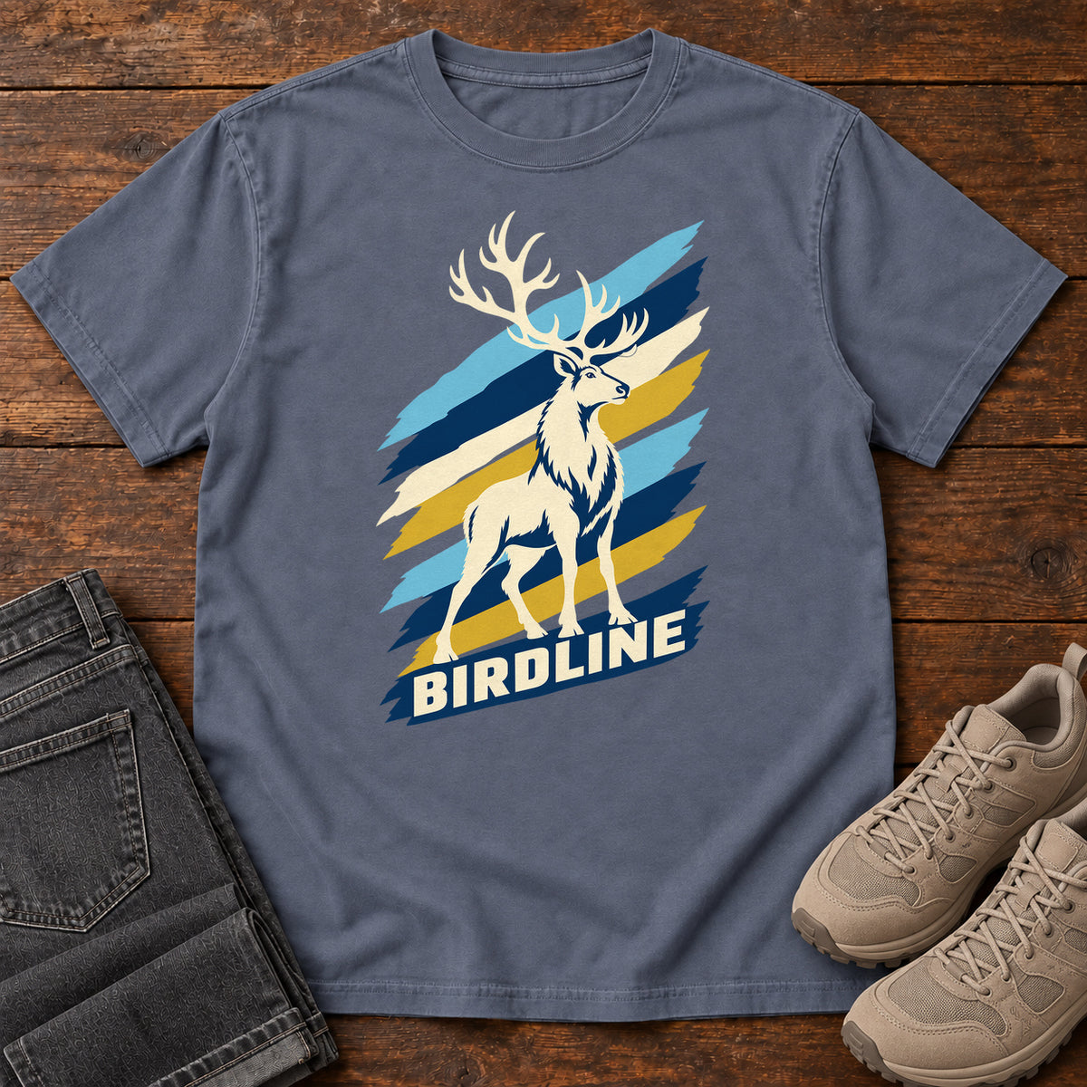 Birdline White Elk T-Shirt in Denim