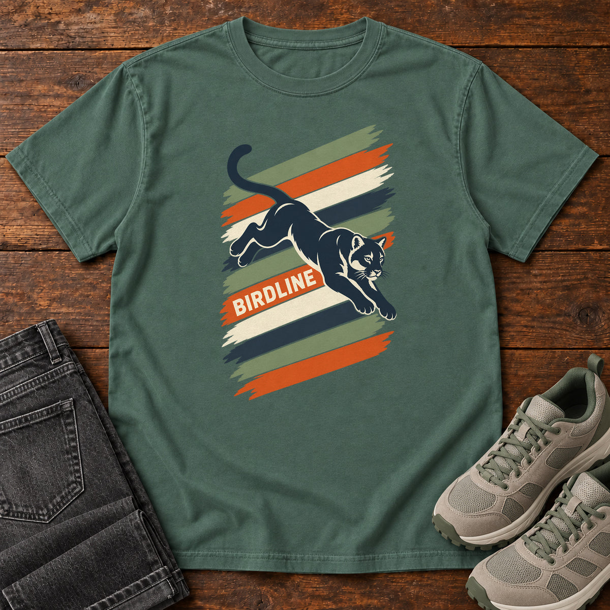 Birdline Panther Stripes T-Shirt in Blue Spruce