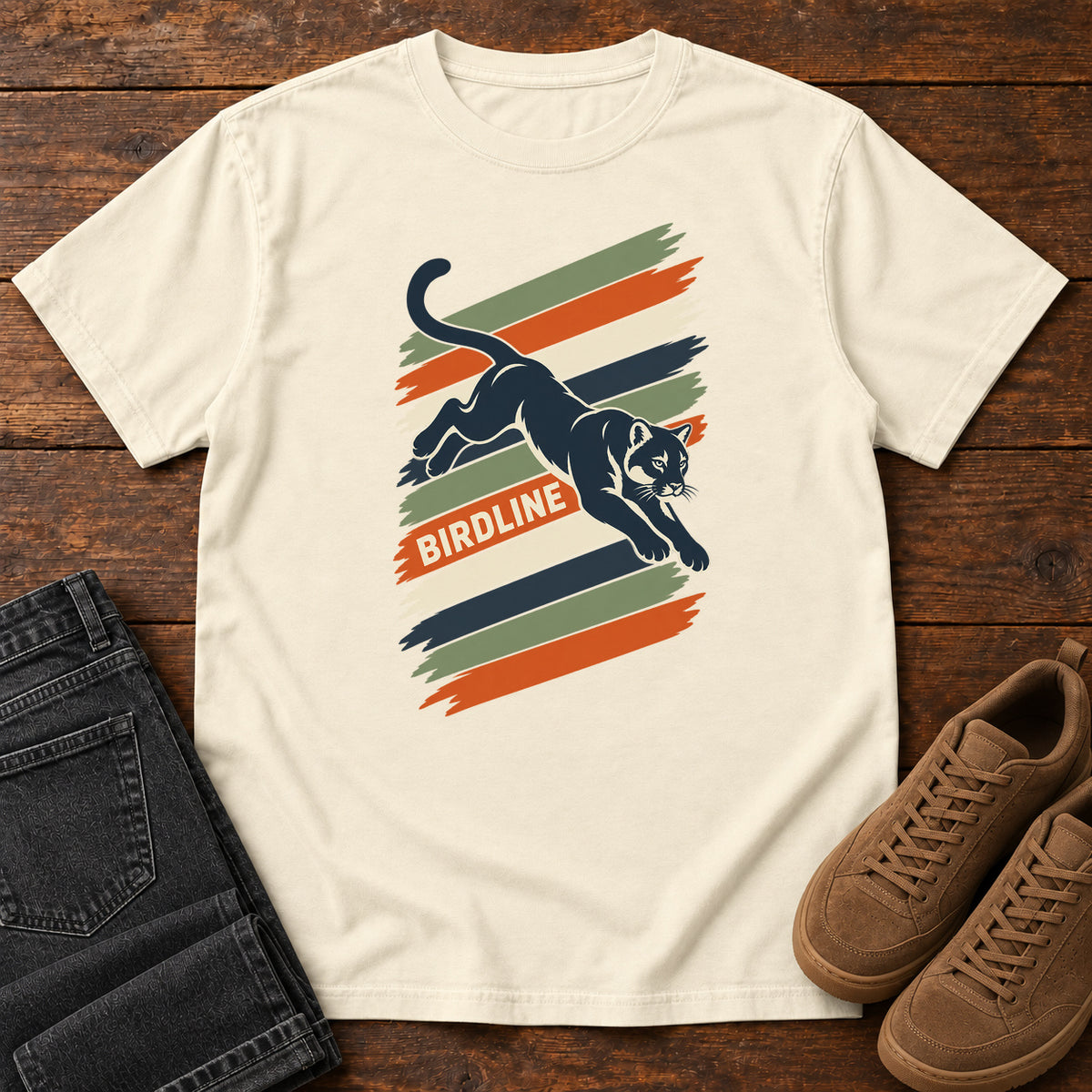 Birdline Panther Stripes T-Shirt in Ivory