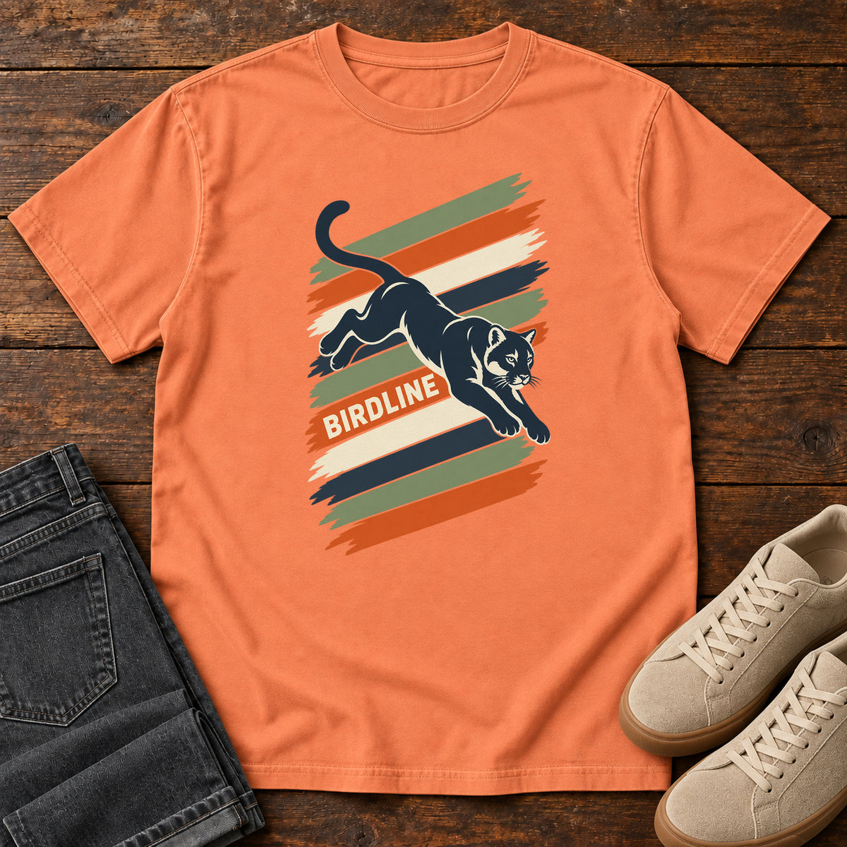 Birdline Panther Stripes T-Shirt in Terracotta