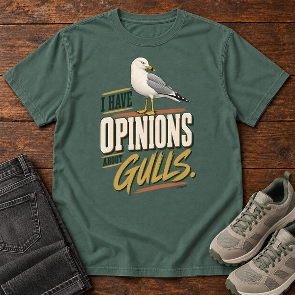 I Have Opinions About Gulls T-Shirt in Blue Spruce, front view