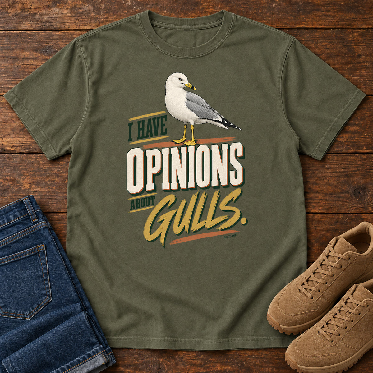 I Have Opinions About Gulls T-Shirt in Sage