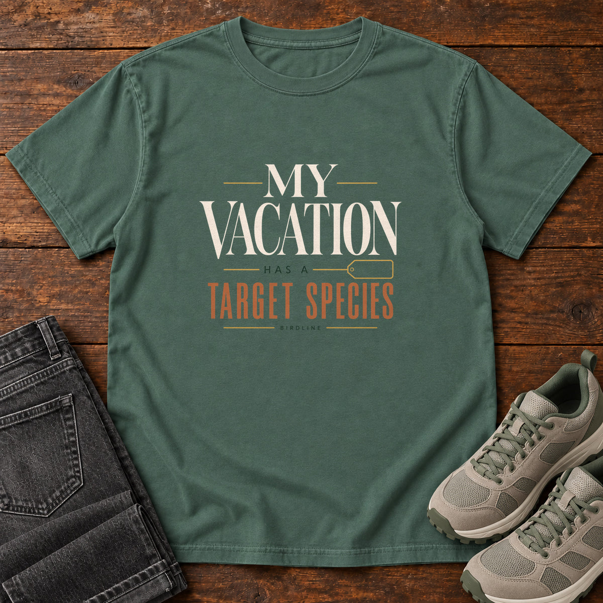 My Vacation Has a Target Species T-Shirt in Blue Spruce