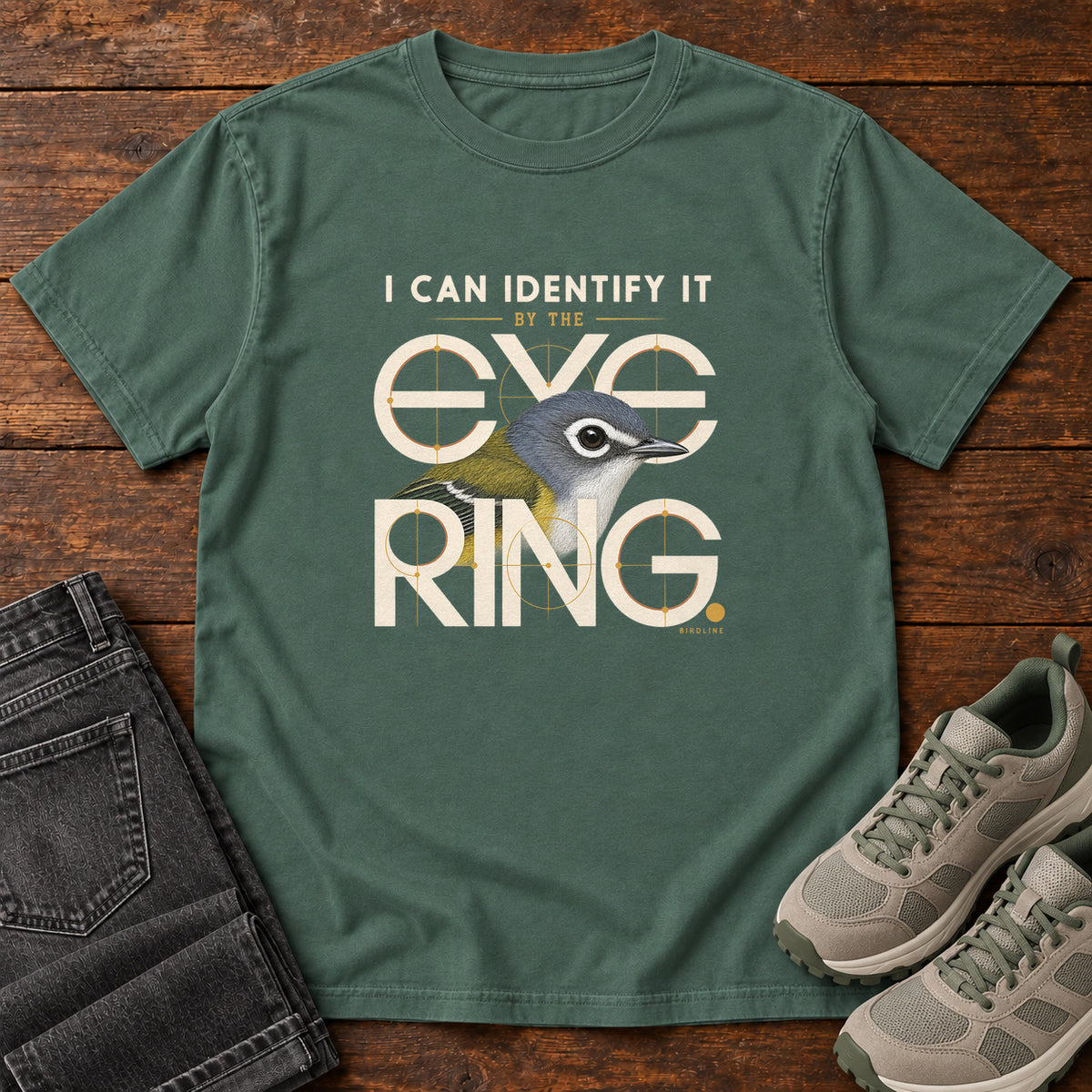 I Can Identify It by the Eye Ring T-Shirt in Blue Spruce