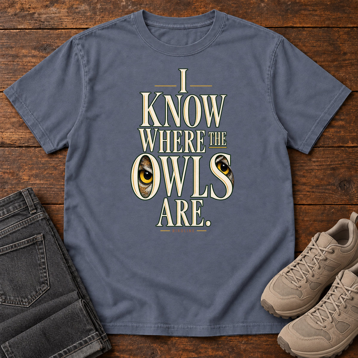 I Know Where the Owls Are T-Shirt in Denim