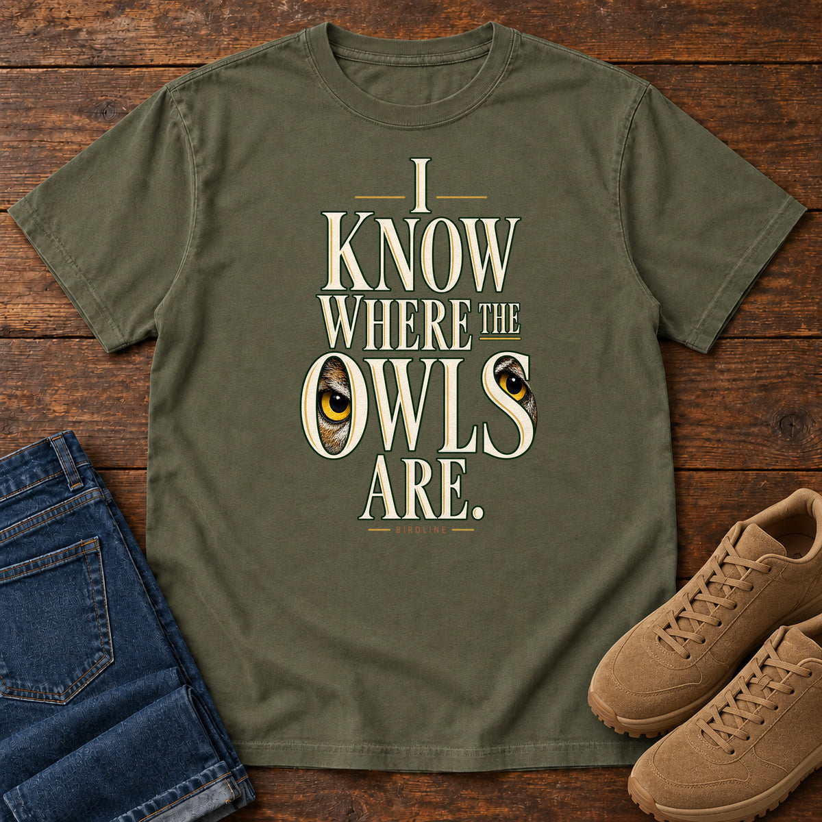 I Know Where the Owls Are T-Shirt in Sage